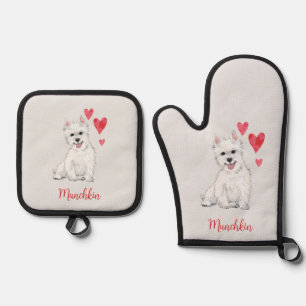 Ensemble De Gant De Cuisine Et De Manique West Highland Terrier White Fur Westie