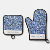 Ensemble De Gant De Cuisine Et De Manique Whimsical Blue Polka Dot Doodles Pattern (Recto)