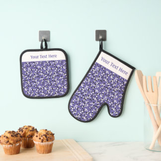 Ensemble De Gant De Cuisine Et De Manique Whimsical Purple Polka Dot Doodles Pattern