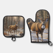Ensemble De Gant De Cuisine Et De Manique Whitetail Buck (Recto)