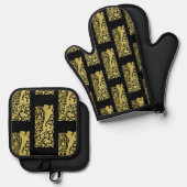 Ensemble De Gant De Cuisine Et De Manique Will Bradley Heraldic Lion (Recto/Verso)