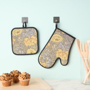 Ensemble De Gant De Cuisine Et De Manique William Morris Chrysanthemum Fleurs maman