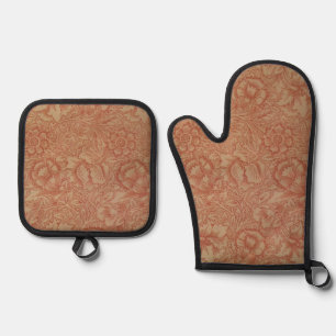 Ensemble De Gant De Cuisine Et De Manique William Morris Fleur de pavot rose Floral