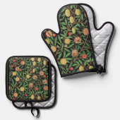 Ensemble De Gant De Cuisine Et De Manique William Morris Fruit Pattern (Recto/Verso)