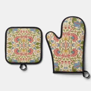 Ensemble De Gant De Cuisine Et De Manique William Morris Loddon Blossom Motifs Floraux