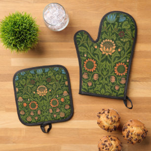 Ensemble De Gant De Cuisine Et De Manique William Morris Violet et Columbine Art Rug