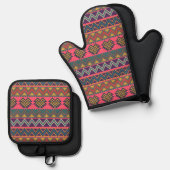 Ensemble de garde-chaleur Boho - Four Tribal Mitt  (Recto/Verso)