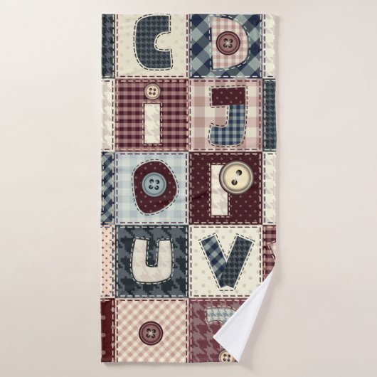 Ensemble de lettres alphabétiques en style patchwo (Serviette de bain)