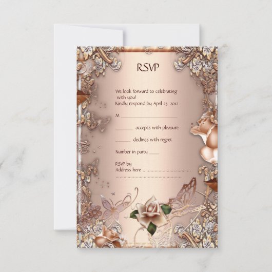 Ensemble de mariage beige crème or rose RSVP (Dos)