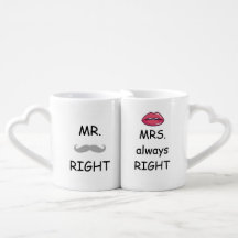 Ensemble de mugs Couples Heart Attached