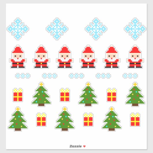 Ensemble de Noël Pixel Art Autocollant 2 (Feuille)