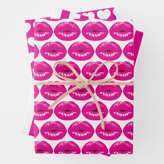 Ensemble de papier à envelopper de lèvres Kiss Ros (En situation)