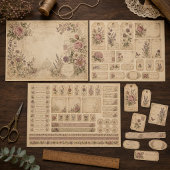 Ensemble de papier artisanat de journal botanique