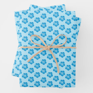 Ensemble de papier cadeau à motif Hibiscus Bleu