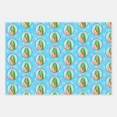 Ensemble de papier cadeau Chien Planche de Surf Do (Devant)