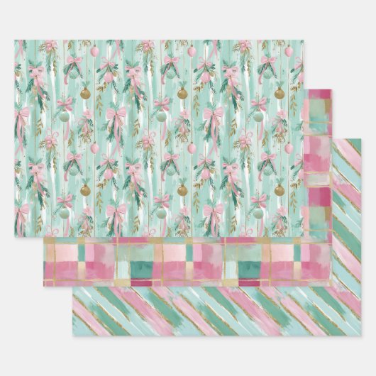 Ensemble de papier cadeau de Noël pastel (Lot)