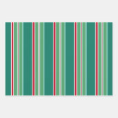 Ensemble de papier cadeau de Noël rayé rétro (Devant)
