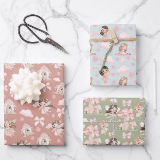 Ensemble de papier cadeau fantaisiste pour filles
