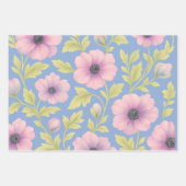 Ensemble de papier cadeau floral pastel | 3 modèle (Devant 3)