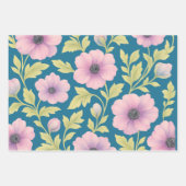 Ensemble de papier cadeau floral pastel | 3 modèle (Devant 2)