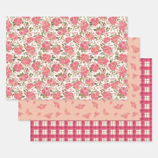 Ensemble de papier cadeau pour jardin de roses mod (Lot)