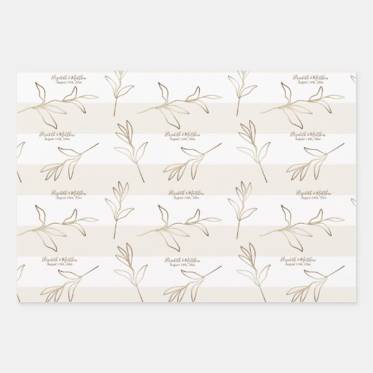 Ensemble de papier cadeau pour mariage, fête prénu (Devant 2)