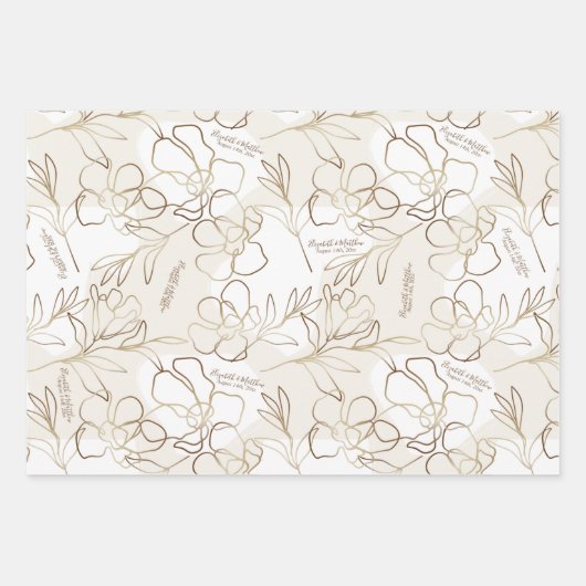 Ensemble de papier cadeau pour mariage, fête prénu (Devant)