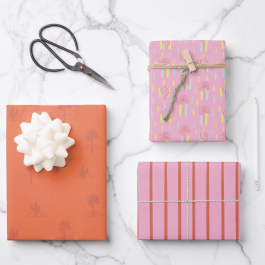 Ensemble de papier cadeau Rétro Palm Springs 3 (Recto)