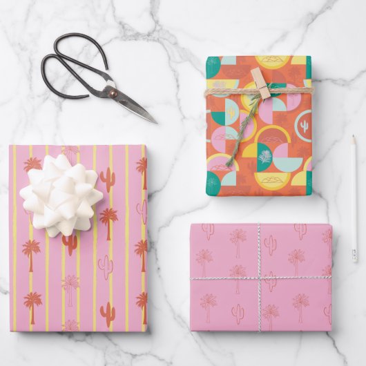 Ensemble de papier cadeau Rétro Palm Springs 5 (Recto)