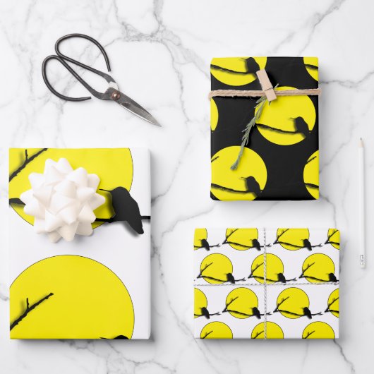 Ensemble de papier cadeau - Silhouette de colibri (Recto)