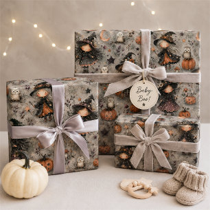 Ensemble de papier cadeau Sorcière et Hibou Mignon