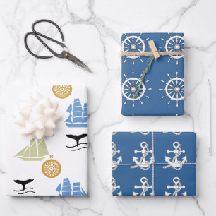 Ensemble de papier cadeau - Thème nautique
