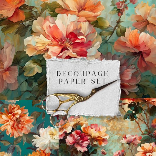 Ensemble de papier de découpage floral orange rust