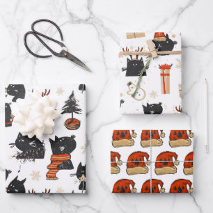 Ensemble de papier d'emballage à 3 feuilles Black