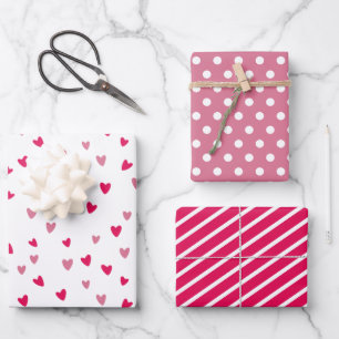 Ensemble de papier d'emballage à cœur rose Motif