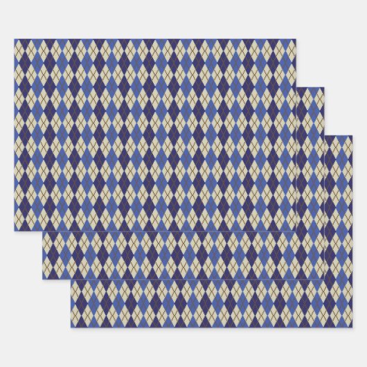 Ensemble de papier d'emballage Argyle Scone Bleuet (Lot)