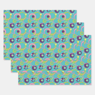 Ensemble de papier d'emballage Cercles bleus funky