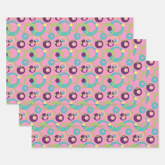 Ensemble de papier d'emballage Cercles roses funky (Lot)