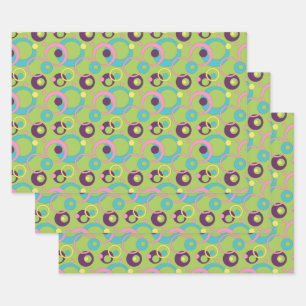 Ensemble de papier d'emballage Cercles Verts Funky