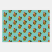 Ensemble de papier d'emballage coq, 3 styles, (Devant 3)