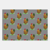 Ensemble de papier d'emballage coq, 3 styles, (Devant 2)