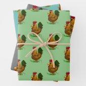 Ensemble de papier d'emballage coq, 3 styles, (En situation)