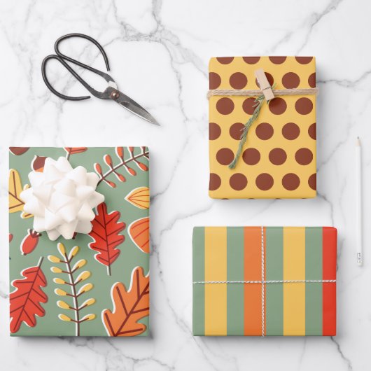 Ensemble de papier d'emballage Couleurs d'automne (Recto)