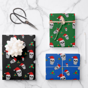 Ensemble de papier d'emballage crâne de Noël