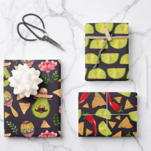 Ensemble de papier d'emballage de fête mexicaine é
