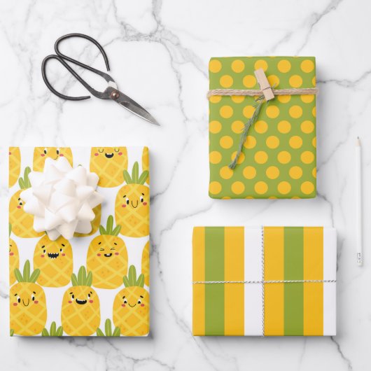 Ensemble de papier d'emballage de l'ananas drôle (Recto)