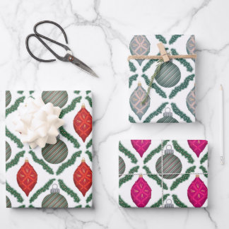 Ensemble de papier d'emballage d'ornements de Noël