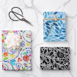 Ensemble de papier d'emballage mélange artistique