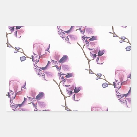 Ensemble de papier d'emballage Orchidée Violette (Devant 2)
