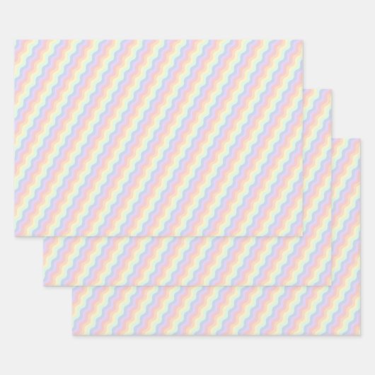 Ensemble de papier d'emballage Pastel Rainbow Wave (Lot)